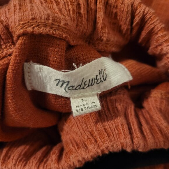 Madewell Texture & Thread Off-The-Shoulder Dress Size Large Burnt Orange. - Picture 7 of 9
